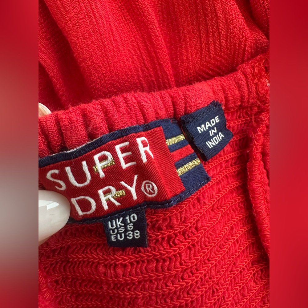 Superdry Red Jayde Front Tie Up Criss Cross Back Midi Dress (Size 6) - Picture 12 of 13